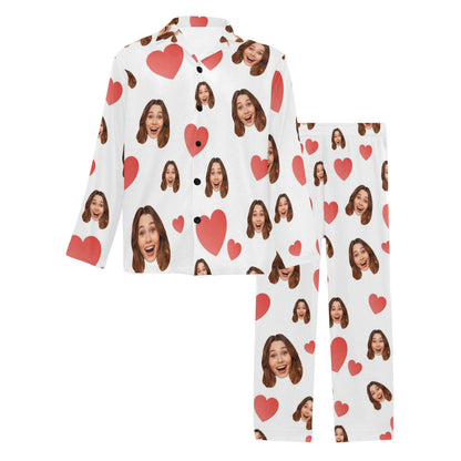 Custom Heart Multi-Color Pajamas | Personalized Men's Long Pajama Set Birthday Gift