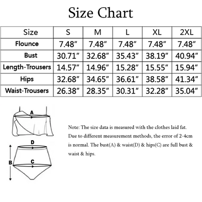 Custom Red Heart Face Swimsuit | Unique Women's Two Piece High Waisted Ruffle Bikini Pool Outfits