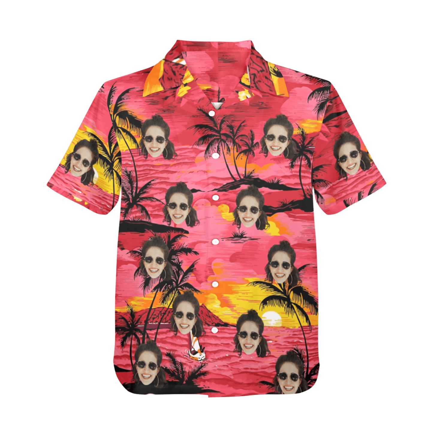 Custom Face Watercolor Print Hawaiian Shirt | Personalized Tropical Aloha Shirt for Beach & Vacation
