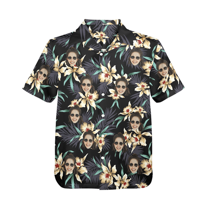 Custom Face Lily Flowers Hawaiian Shirt | Personalized Tropical Aloha Shirt For Cruise Trip