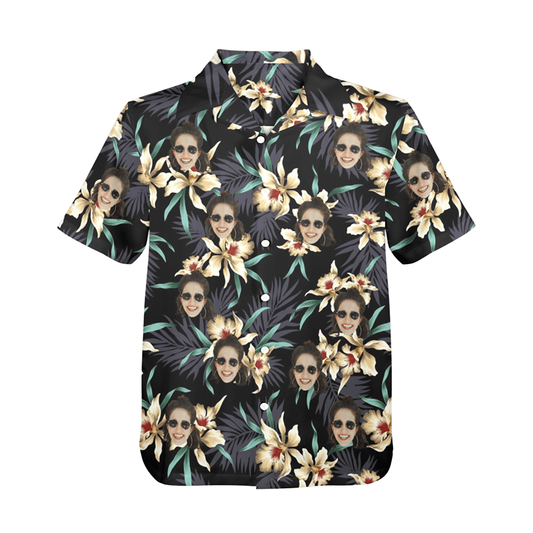 Custom Face Lily Flowers Hawaiian Shirt | Personalized Tropical Aloha Shirt For Cruise Trip