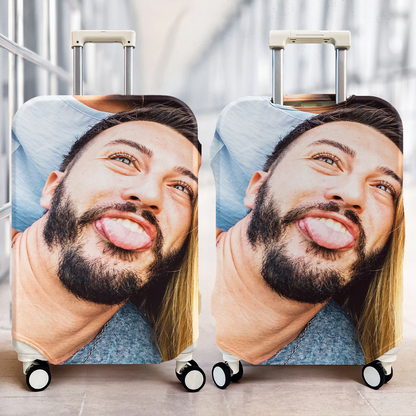 [Recommend]Custom Funny Photo Luggage Cover | Personalized Suitcase Cover For Friends Family Vacation