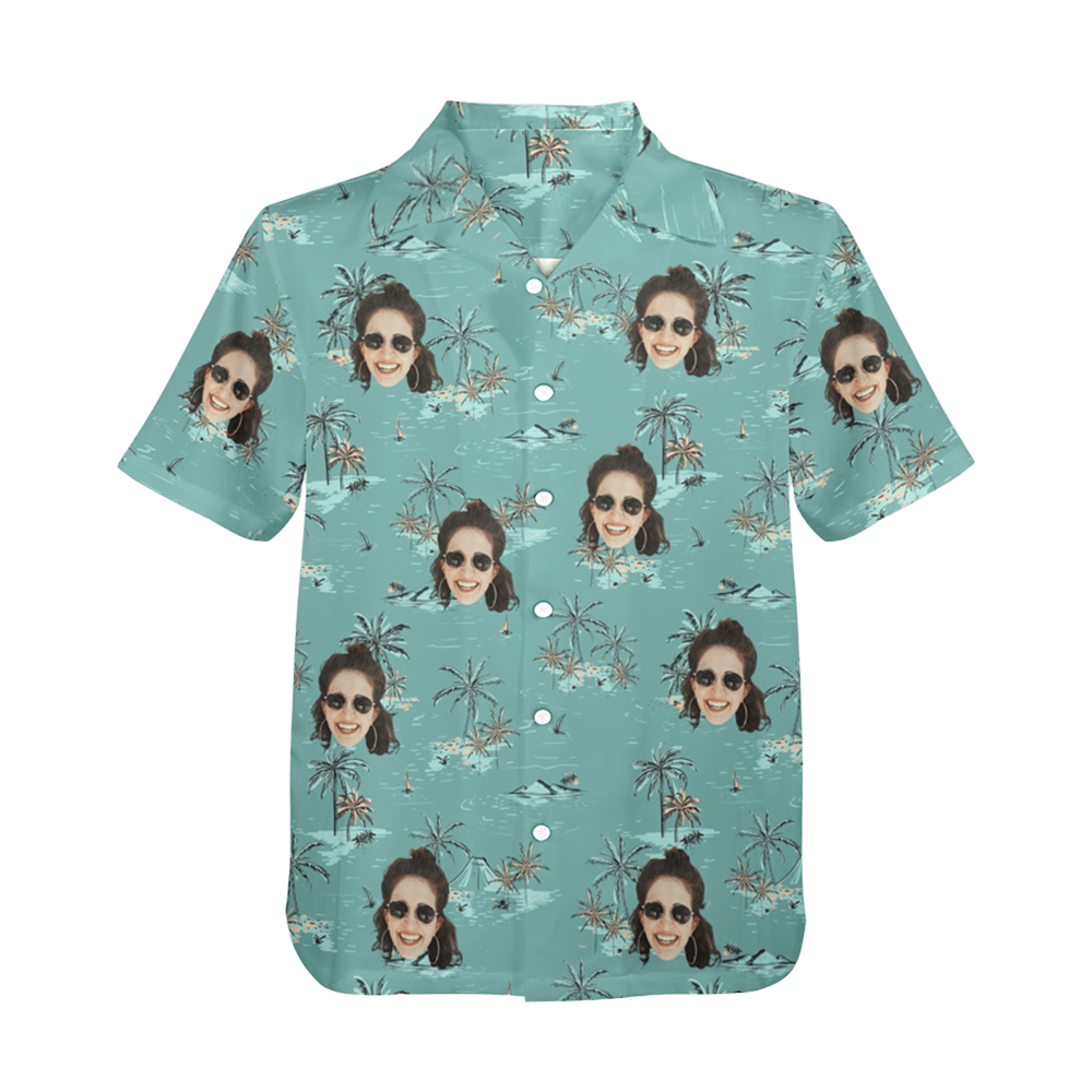 Custom Face Coconut Tree&Island Hawaiian Shirt | Personalized Tropical Aloha Shirt Birthday&Bachelor Party Gift