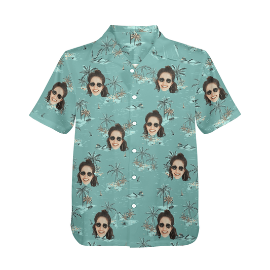 Custom Face Coconut Tree&Island Hawaiian Shirt | Personalized Tropical Aloha Shirt Birthday&Bachelor Party Gift