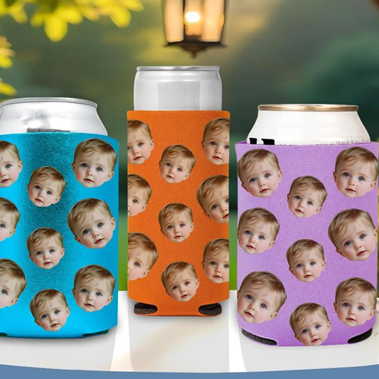 Personalized Face Can Cooler | Custom Neoprene Koozies Non Slip for Beer Cans&Bottles Funny Party Favors
