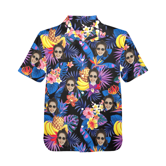 Custom Face Tropical Fruit Hawaiian Shirt | Personalized Tropical Aloha Shirt Bachelor Party Gift