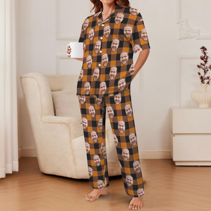 Custom Photo Christmas Pajamas | Personalized Women's V-Neck Pajama Set Christmas Gift