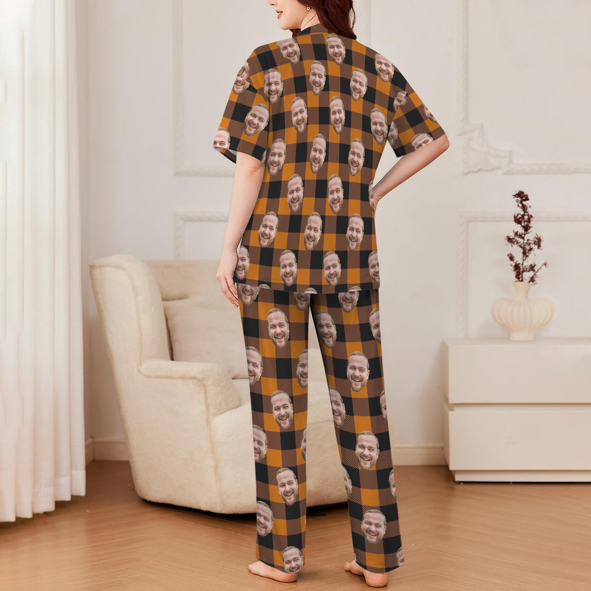 Custom Photo Christmas Pajamas | Personalized Women's V-Neck Pajama Set Christmas Gift
