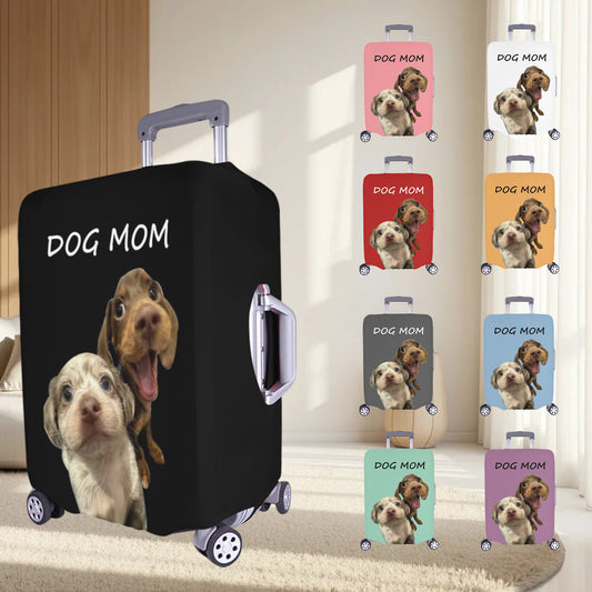 Personalized Dog Mom Pet's Photo Luggage Cover| Custom Funny Photo Suitcase Cover Pet Lovers Gift