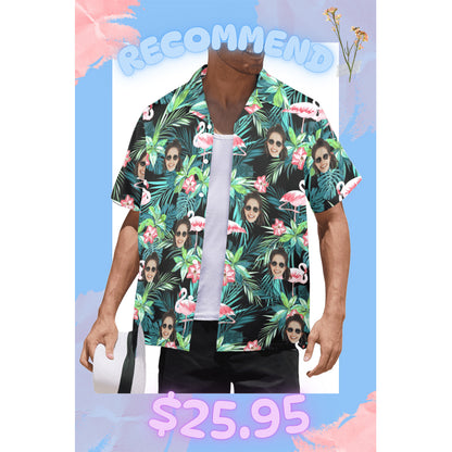 [Recommend]Custom Face Flamingo Hawaiian Shirt | Personalized Tropical Aloha Shirt for Men & Women