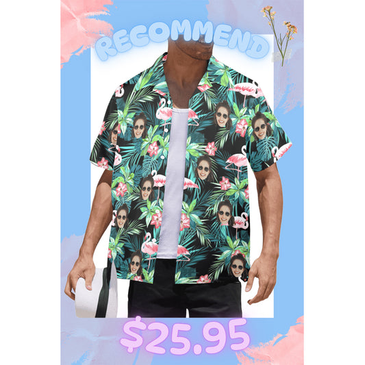 [Recommend]Custom Face Flamingo Hawaiian Shirt | Personalized Tropical Aloha Shirt for Men & Women