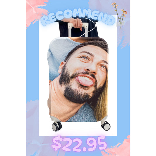 [Recommend]Custom Funny Photo Luggage Cover | Personalized Suitcase Cover For Friends Family Vacation